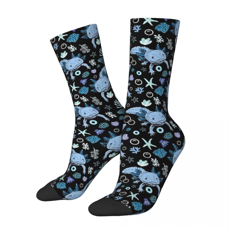 블루 Axolotl 산호 패턴 양말, 하라주쿠 하이 퀄리티 스타킹, 사계절 긴 양말 액세서리, 남녀공용 선물