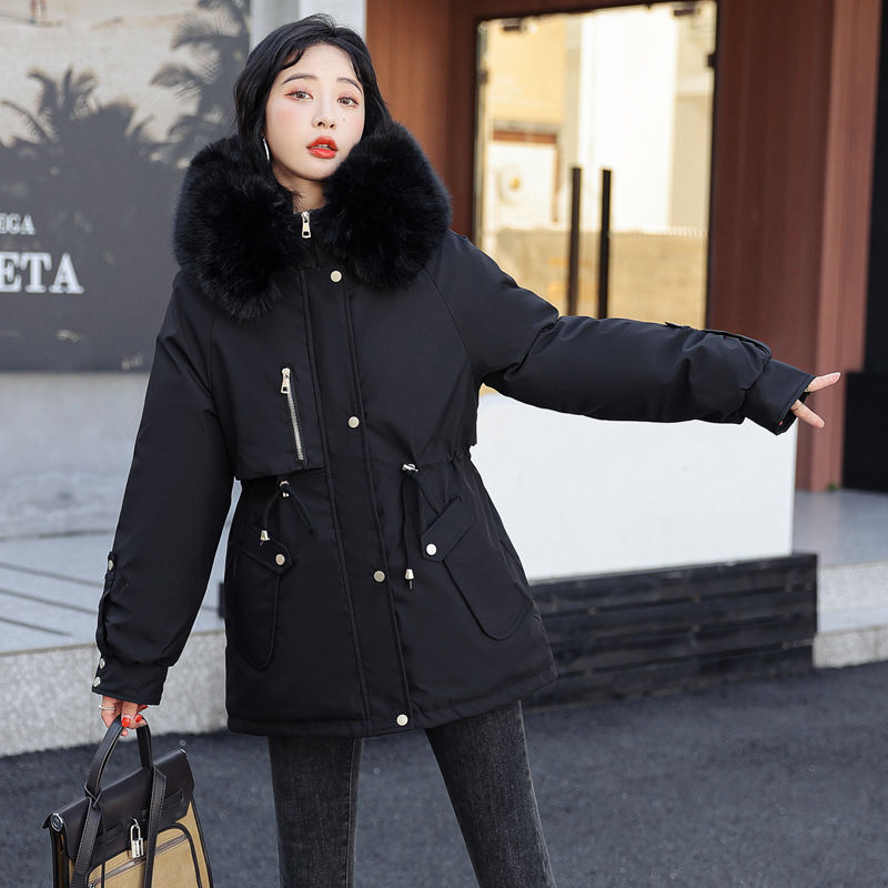 Mantel dingin wanita musim dingin, pakaian wanita panjang menengah tebal ukuran besar Korea musim dingin 2023 longgar musim gugur