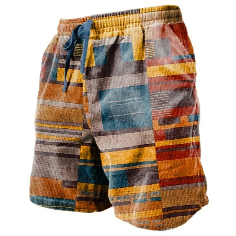 Pantalones cortos de sudor para hombre, Shorts de playa con cordón, cintura elástica, estampado 3D, estampados gráficos, transpirables, suaves, vacaciones diarias