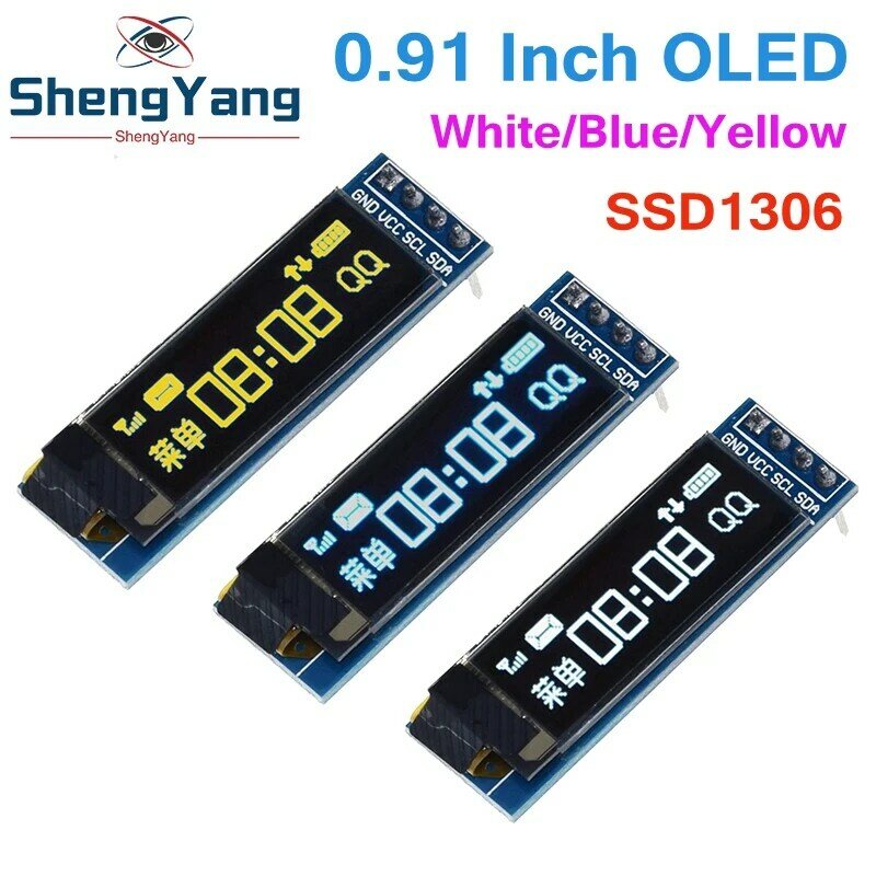 TZT modul OLED 0.91 inci 0.91 "OLED biru putih 128X32 modul peraga LED LCD OLED 0.91" berkomunikasi IIC
