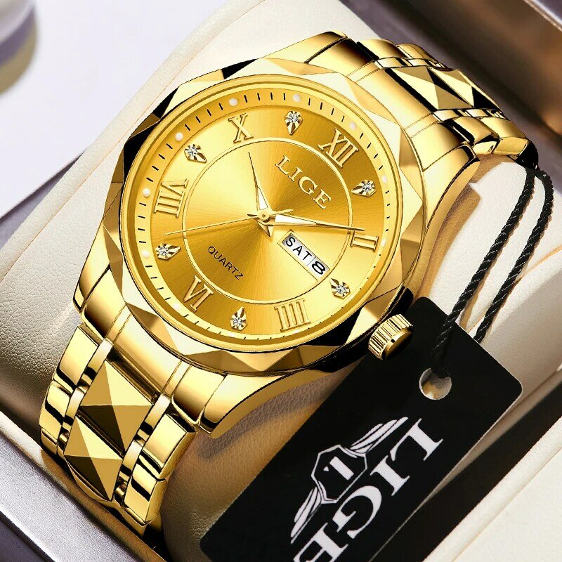 LIGE-Relógios de pulso de quartzo impermeável feminino, Relógios femininos, Data Watch, Marca de luxo, Moda feminina