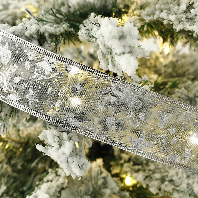 Luci a Nastro LED Ornamenti per Albero di Natale Luci a stringhe in oro Fiocco di pizzo per Navidad Casa Decorazione di Natale 2023 Lampada