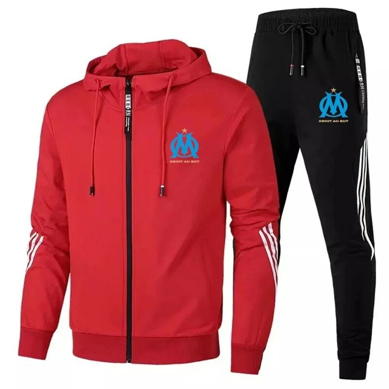 2024 Men's Fall/Winter zipper hoodie with pants, Running Fitness Suit, Fashion ball suit, Thermal suit,