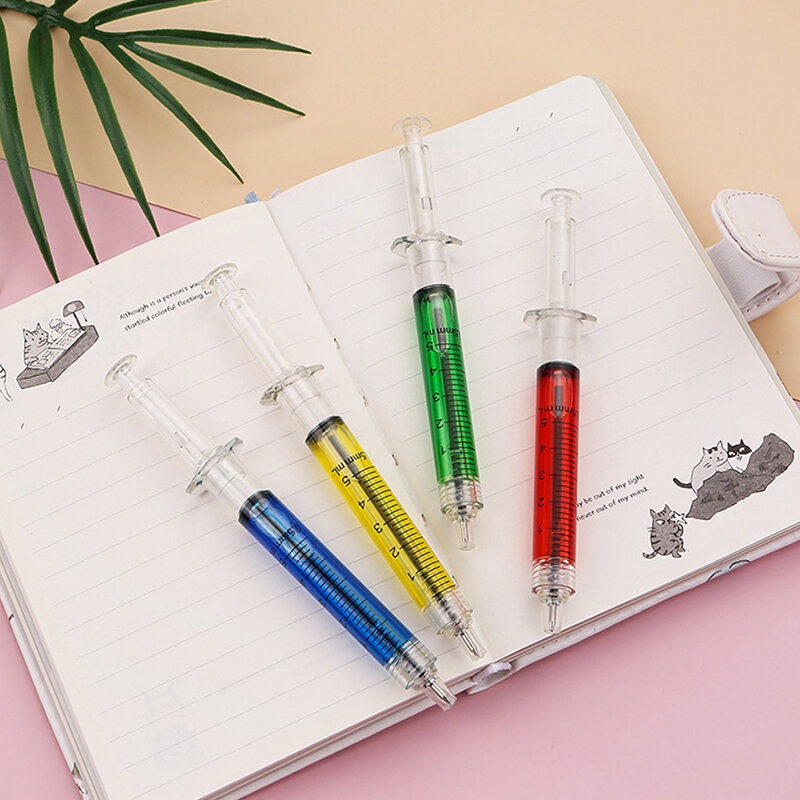 Multi Color Novelty Syringe Needle Shape Ballpoint Creative Styling Needle Pen Office School Stationery Pen Syringe Needle Ballp