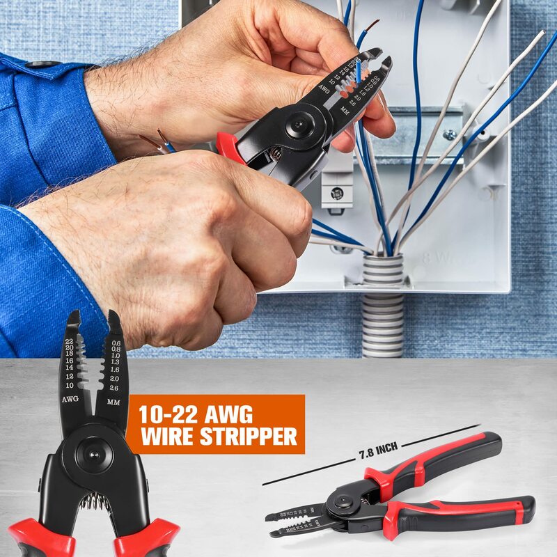 Versátil Tool Kit com Linesman Alicate, Wire Stripper, Ferramentas de Crimpagem, Sheet Metal Shear, Alicate Diagonal, 5 em 1