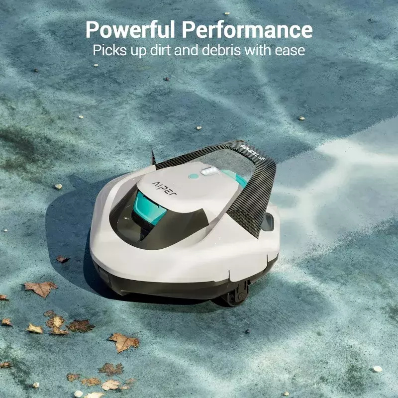 AIPER Seagull SE bezprzewodowy robotyczny urządzenie do czyszczenia basenu, odkurzacz basenowy trwa 90 minut, wskaźnik LED, samozaparkowanie, do 860 stóp kwadratowych-biały