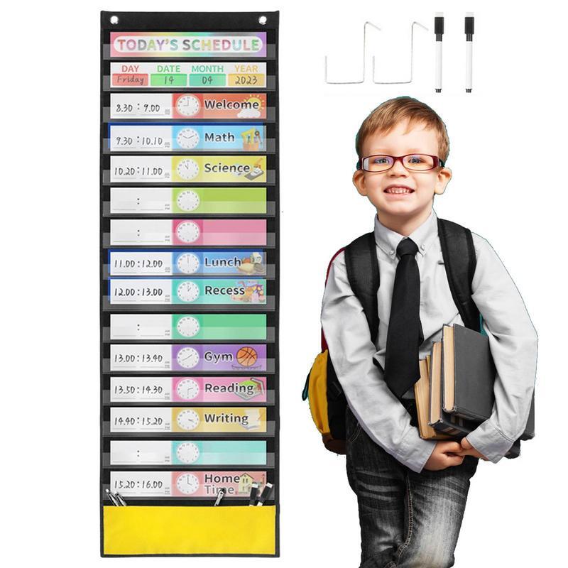 Карманный график для ежедневного использования, школьный классный дом 151, детский календарь, подвесная сумка, дверной Настенный Карман для расписания