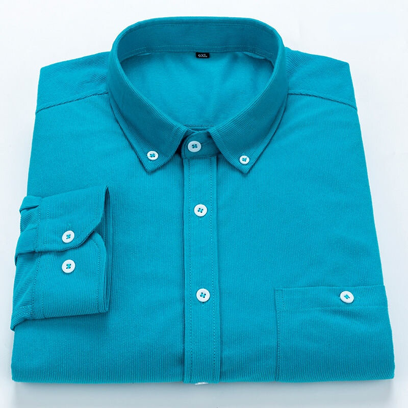 Vintage Cord Shirt Männer Klassische Büro Business Taste Up Shirts Langarm Top 2022 Neue