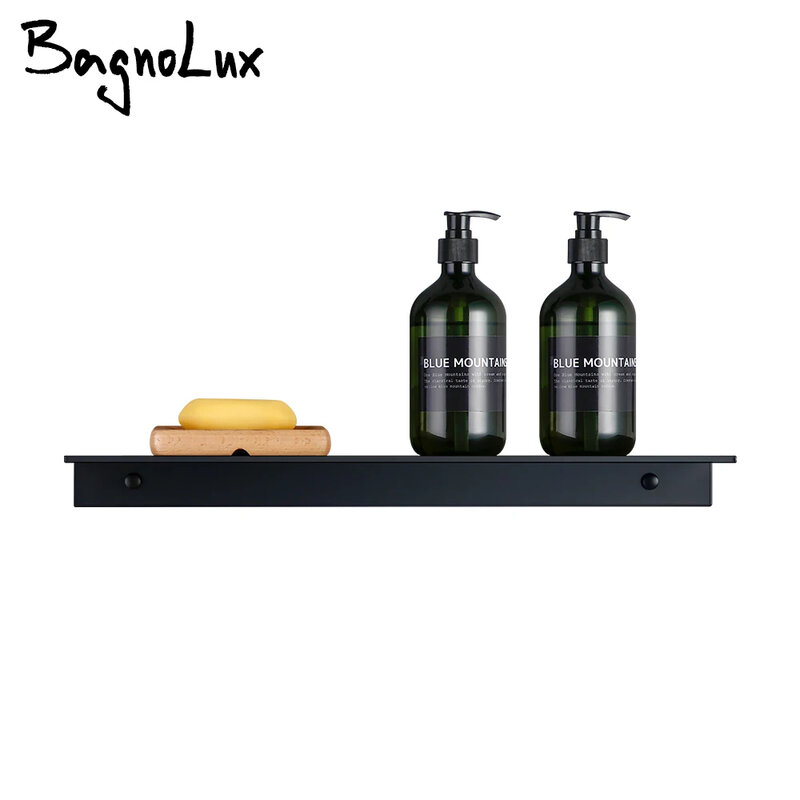 Mensola da parete nera opaca mensole da bagno accessori per il bagno 30-50cm cucina moderna doccia portaoggetti da bagno promozione all'ingrosso