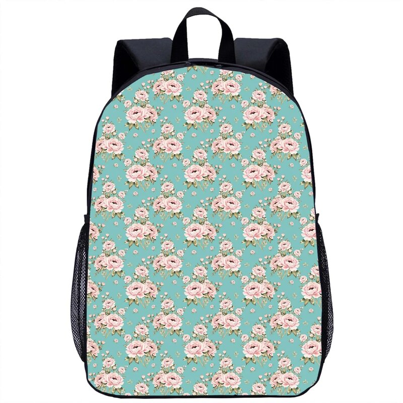 Mochila de flor rosa vintage para meninas e meninos, mochila escolar, mochila para laptop, mochila de viagem, casual, adolescente, mulheres, homens, estudante