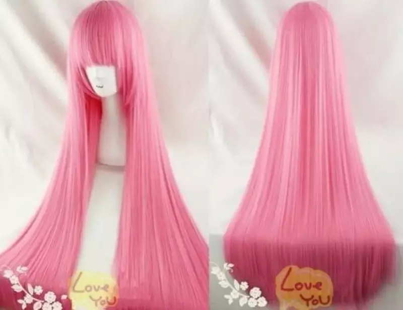 Hot Sale NEW pink long straight cosplay wig 100cm