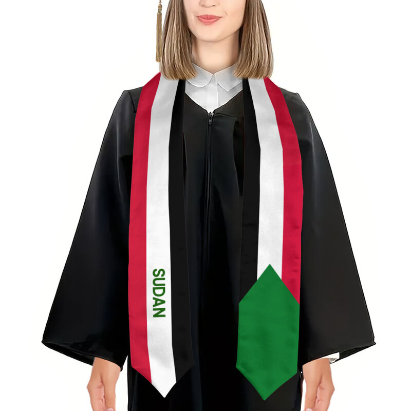 More design Graduation shawl Sudan Flag & United States Flag Stole Sash Honor Study Aboard International Students