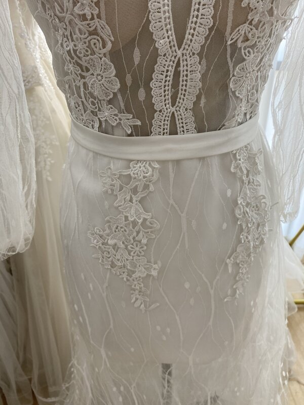 Bridal-ボヘミアンスタイルのウェディングドレス,長袖,刺繍レース,上質なサマードレス