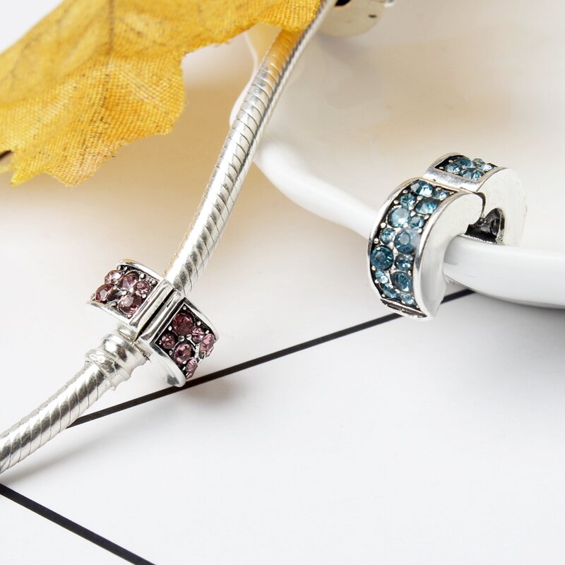 Cuentas espaciadoras de cristal para fabricación de joyas, dijes coloridos de circonita cúbica para pulsera de mujer, accesorio de brazalete DIY, compatible con Pandora Original