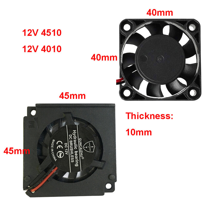 HzdaDeve Anycubi i3 mega s pro 4510 Gebläse Fan 12V 45x45x10mm DC Kühlung 4010 40x40x10mm für 3D Drucker Extruder Teile