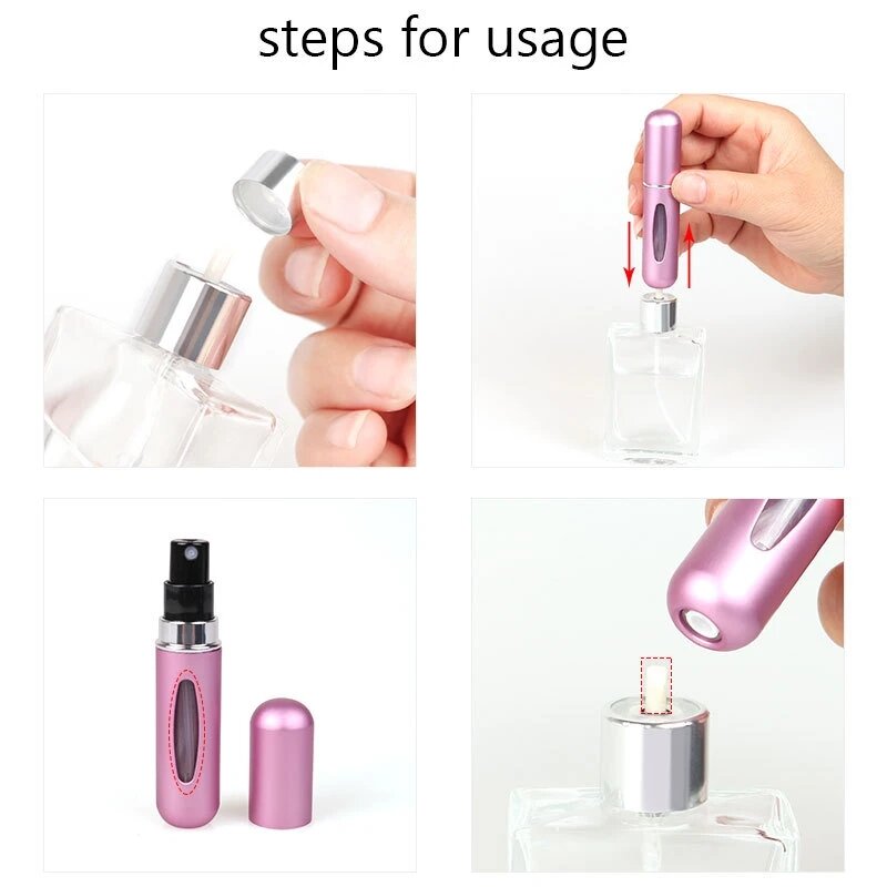 Perfume Spray De Garrafa Recarregável, Dispensador Sub-Bottling, Mini Recipiente Líquido Vazio Portátil, Carga Inferior, Viagem, 5ml, 8ml