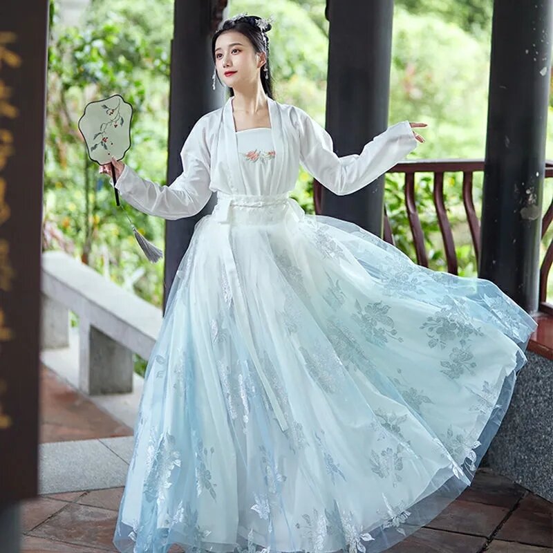 Original Genuine Long Hanfu Dress for Women, Improved Hanfu Birthday Party, Spring Fall, Female Banquet, Dance Clothing, Elegant