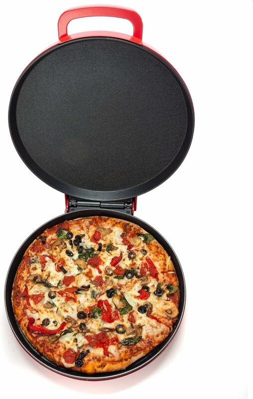 Zenith Versa Grill Non-Stick Pizza Maker Machine Voor Thuis, Calzone Maker, Pizza Oven Omgezet In Elektrische Binnengrill, Rood