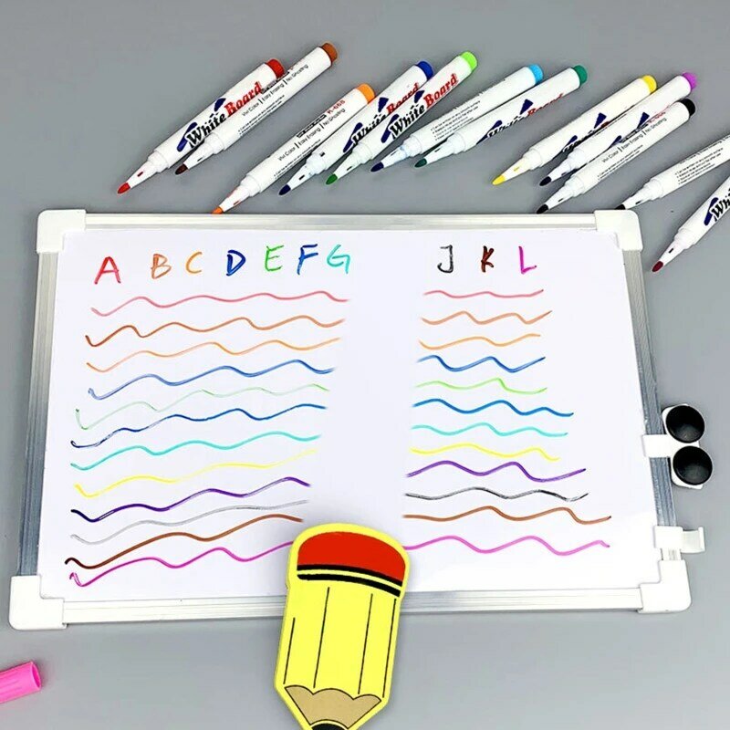 Marcadores pizarra 12 colores, rotuladores coloridos borrables para pizarra oficina escolar