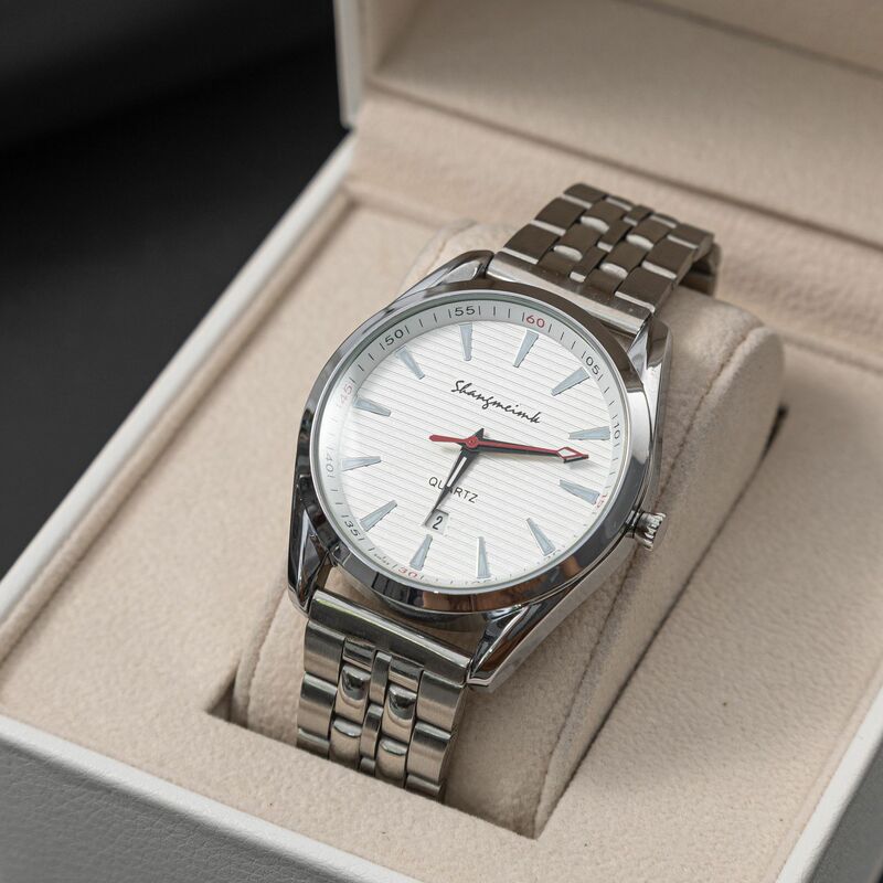 Reloj de pulsera de acero para hombre, reloj de cuarzo coreano con calendario brillante, correa de acero, informal