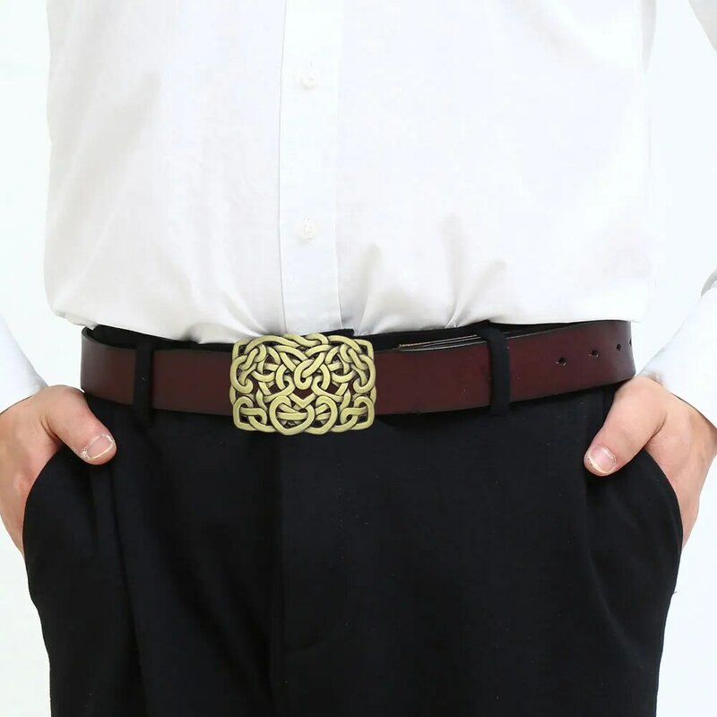 Hebilla de cinturón de nudo celta de aleación de Zinc trenzada, estilo vaquero occidental europeo-americano para hombres, envío directo