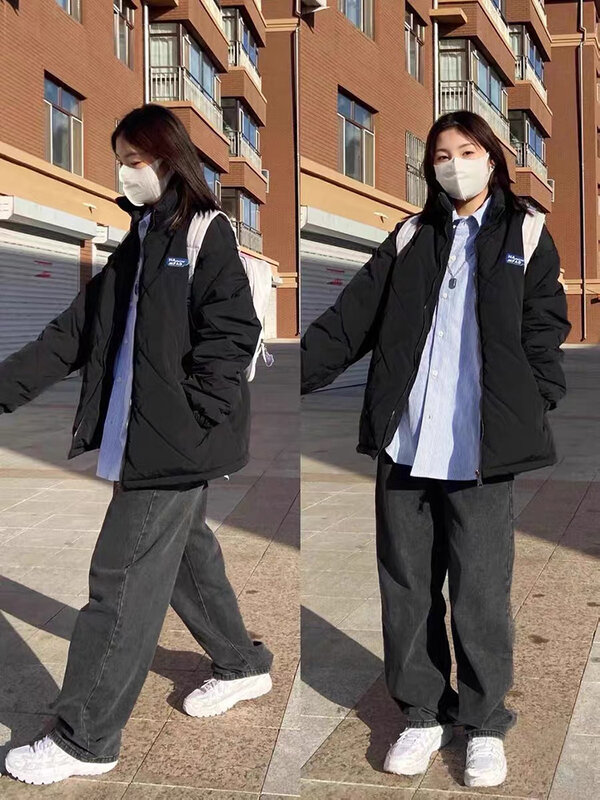 Jaket Wanita Mantel Berlapis Katun Tebal Musim Dingin Pakaian Luar Longgar Longgar Gaya Korea 2022 Wanita Jaket Chic Wanita