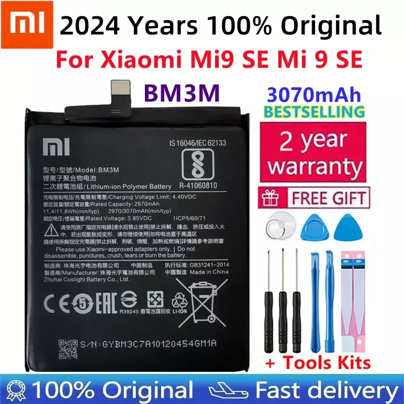 Xiao mi-Batterie d'origine BM3M 3070mAh pour Xiaomi 9 Se ata 9 SE Mi 9SE BM3M, remplacement de téléphone de haute qualité, 24.com + outils