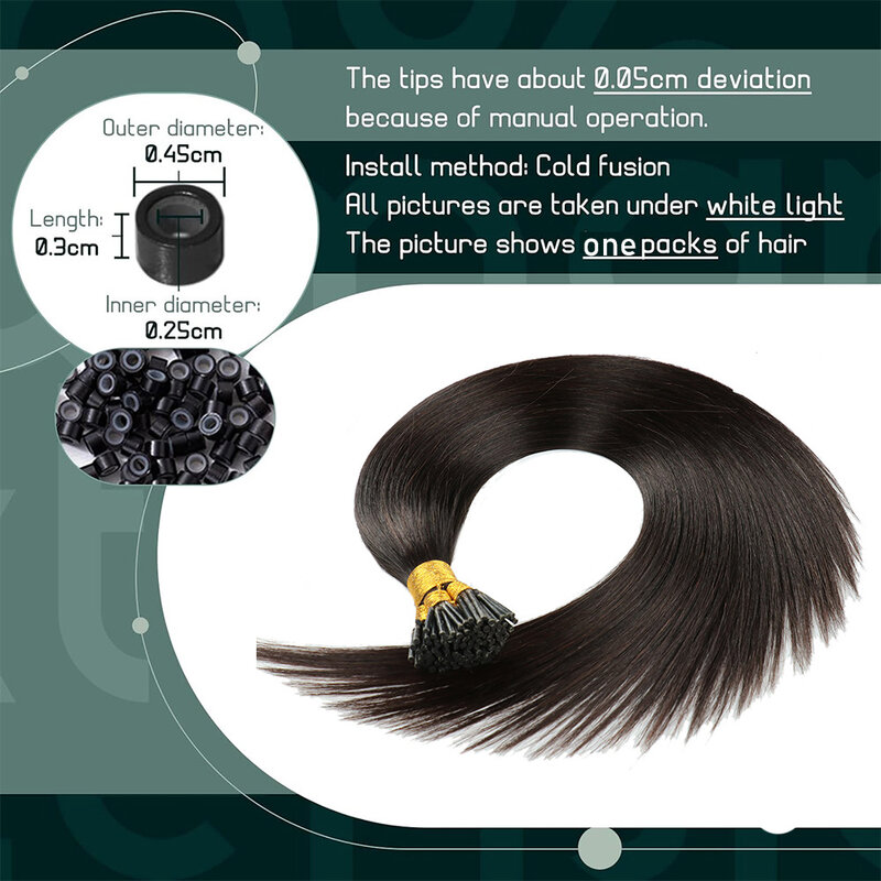 Doczepy z końcówką I Keratyna Naturalne prawdziwe doczepy z ludzkich włosów Fushion Włosy typu remy 14"-24" Naturalna czerń#1B 100 pasm/opakowanie 50 g