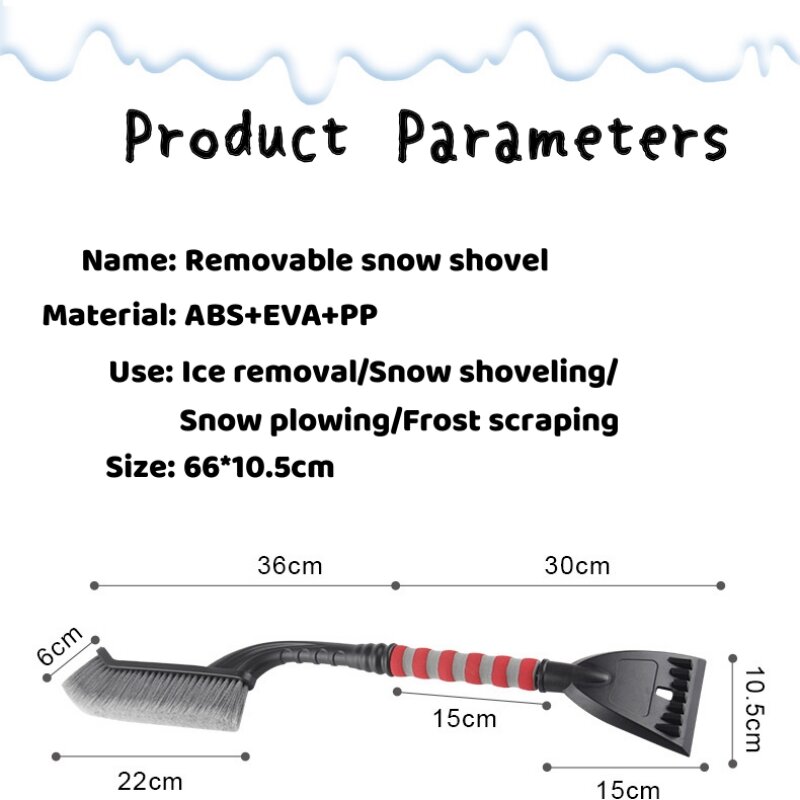 Universal Car Cleaning Tools Snow Shovel Escova de limpeza varrendo Destacável Auto Windshield Ice Scraper Com Foam Handle 2 Em 1