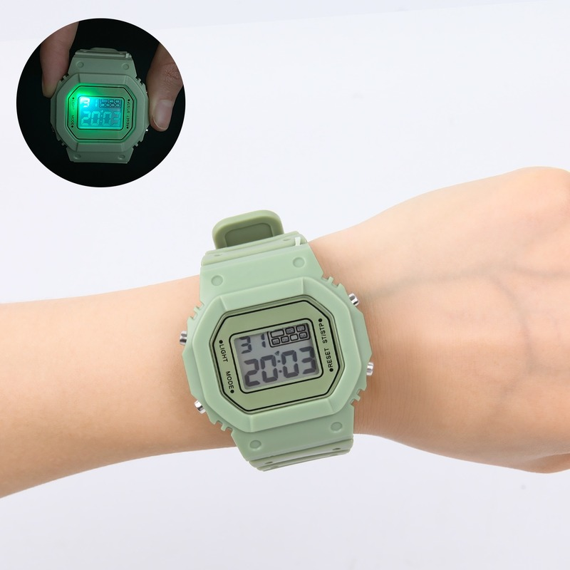 เด็กนาฬิกาอิเล็กทรอนิกส์สีส่องสว่างกันน้ำ Multi-Function นาฬิกาปลุก Luminous นาฬิกานาฬิกาสำหรับชายและหญิง