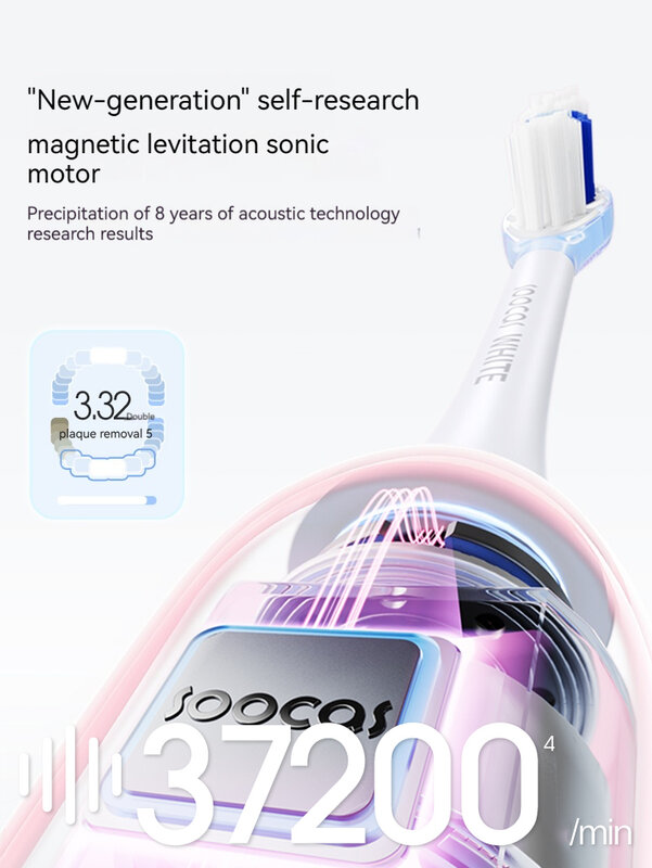 SOOCAS-Escova de Dentes Elétrica Sônica para Adultos, Atualização X3U, Escova de Dentes Ultrassônica Inteligente X3S, Limpador Automático, IPX8, Impermeável