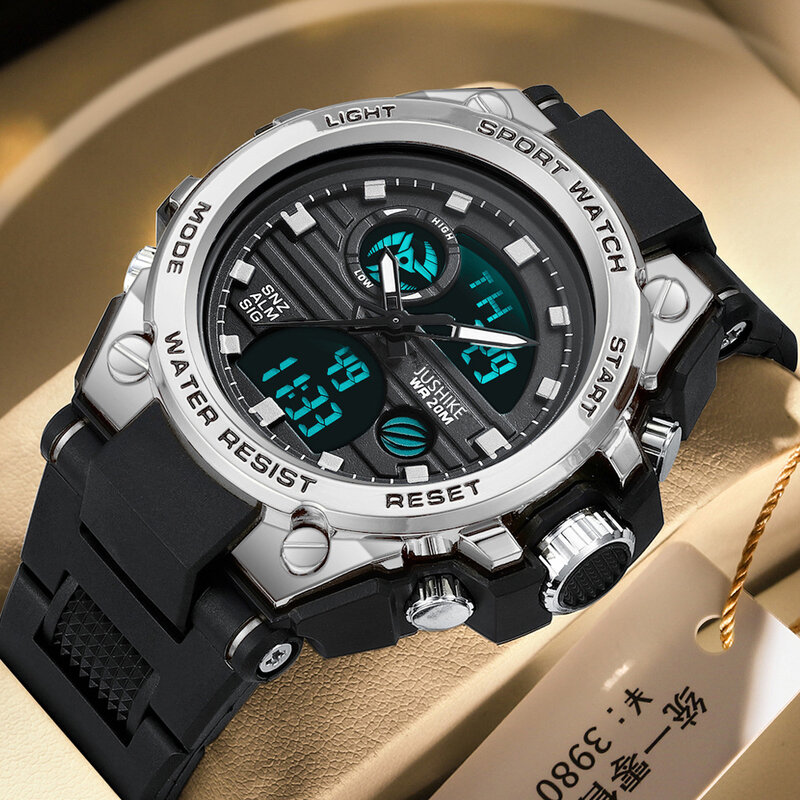 Men's Multi-Sport Army Watch, Top Luxury Watch, Dual Display, Relogio Masculino