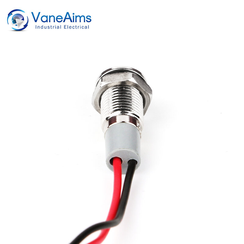Vaneaims 8ミリメートル金属信号ランプ防水IP67ライトledインジケータとワイヤー3v 6v 12v 24v 220赤、緑、黄色、白、青
