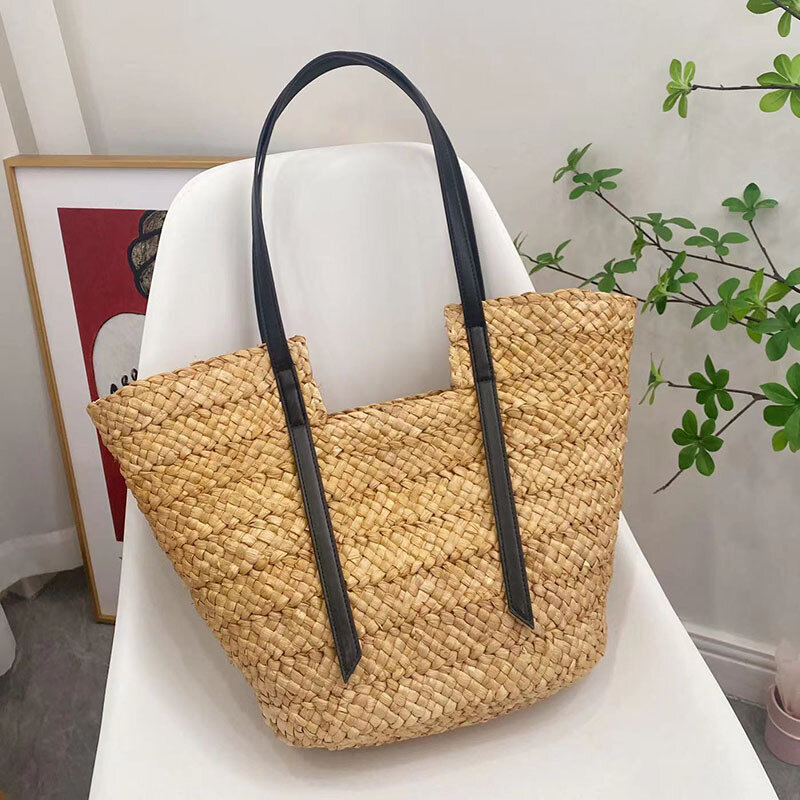 Large Woven Straw Bag Bohemian Basket Bags for Woman Shoulder Bag Handmade Rattan Beach Bags Designer Handbags Shopper Tote 2024
