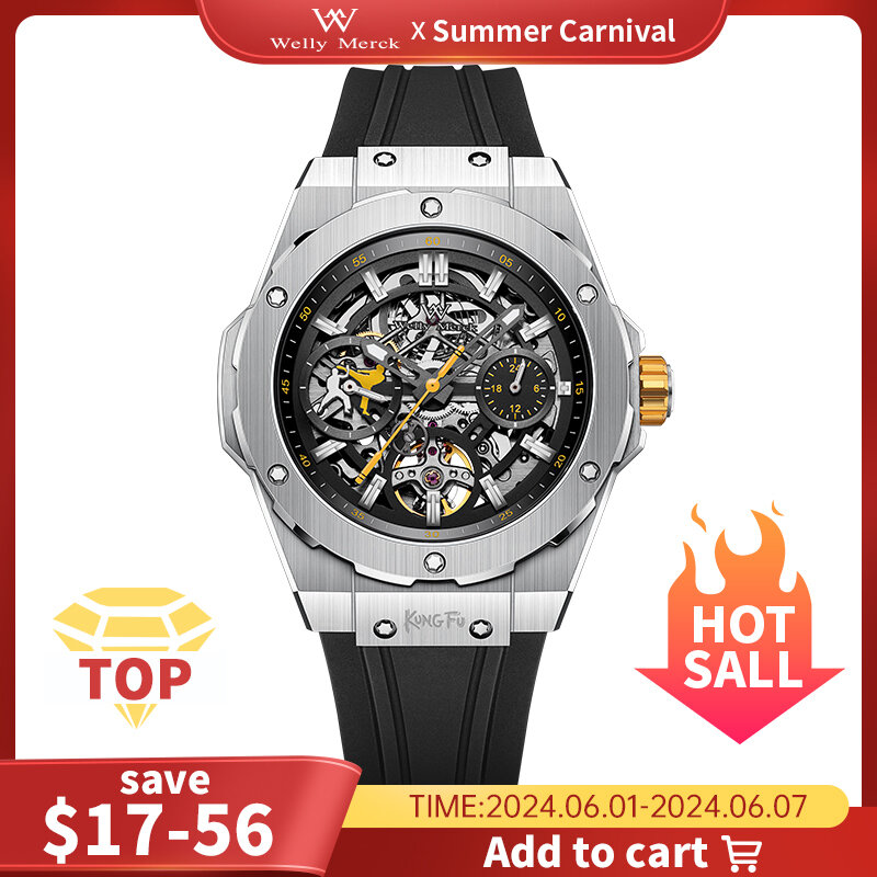 Welly Merck Automatic Mechanical Watches Man Stainless Steel Waterproof Diver Kung Fu Collaboration Series Limited Edition Watch