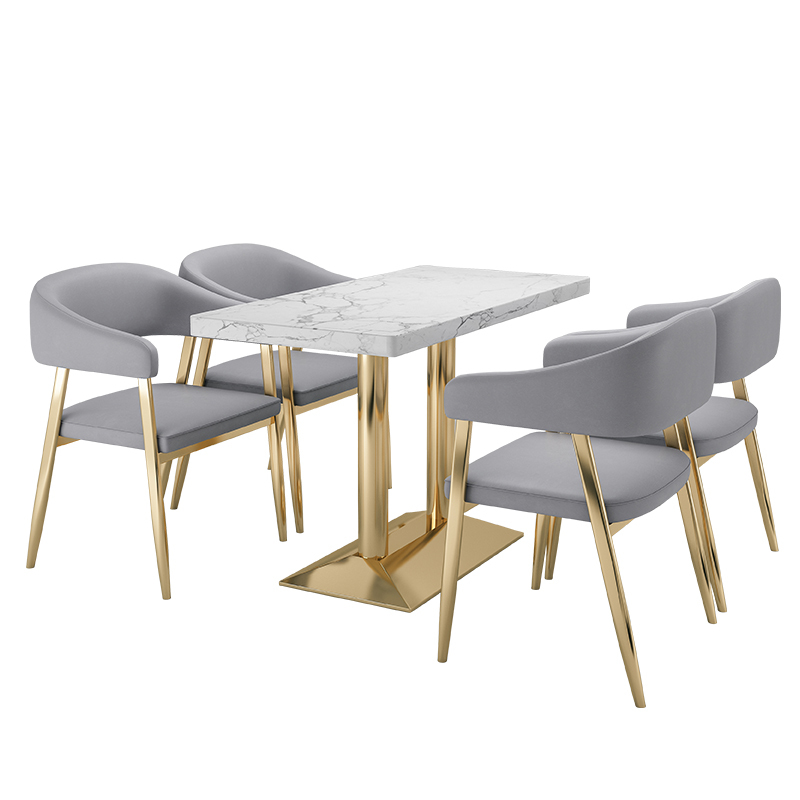 Huismeubilair-mesas de centro cuadradas de acero para restaurante, muebles de Hotel minimalistas, color blanco, diseño dorado