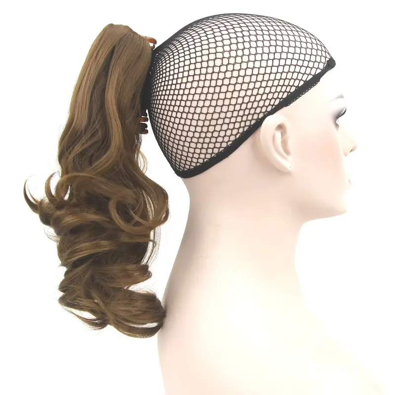 Garra sintética encaracolada curta para mulheres, clipe de rabo de cavalo na extensão do cabelo, cabelo falso, cauda de fada