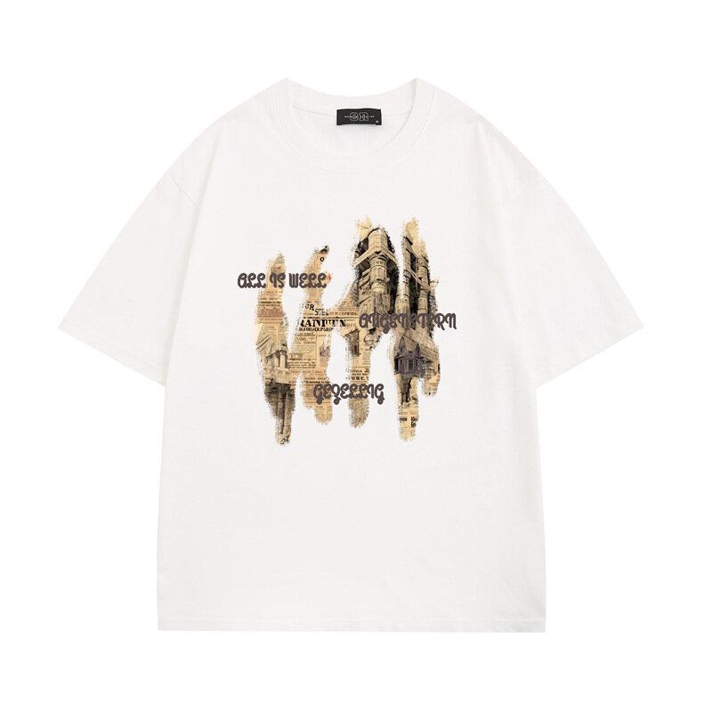 Camisetas veraniegas de manga corta para hombre, ropa de calle a la moda versátil, con estampado gráfico Harajuku, informal, con cuello redondo, 2024