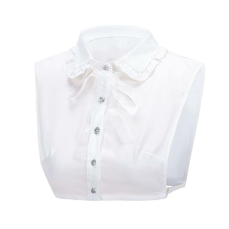 Meia-camisa destacável para mulheres com gola falsa, blusa monocromática, suéter feminino, cor blous, blusa, I7X3