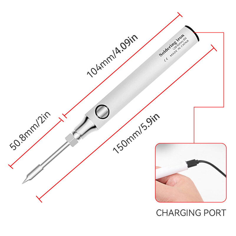 Cordless Electric Soldering Iron Pen 5V USB Charging Thread Cord Burner Welding Pen Temperature Adjustment Welding Equipment