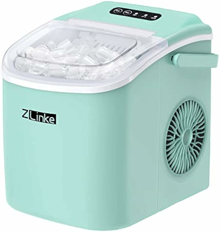 Máquina de hielo portátil, máquina de hielo de encimera, 6 minutos, 9 balas, 26,5 libras/24 horas