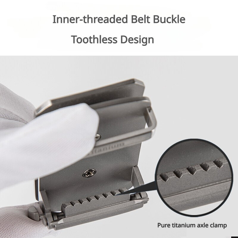 Fibbia automatica senza denti da uomo filettatura interna in metallo al titanio ultraleggero compatibile con cinture senza denti da 35/35mm