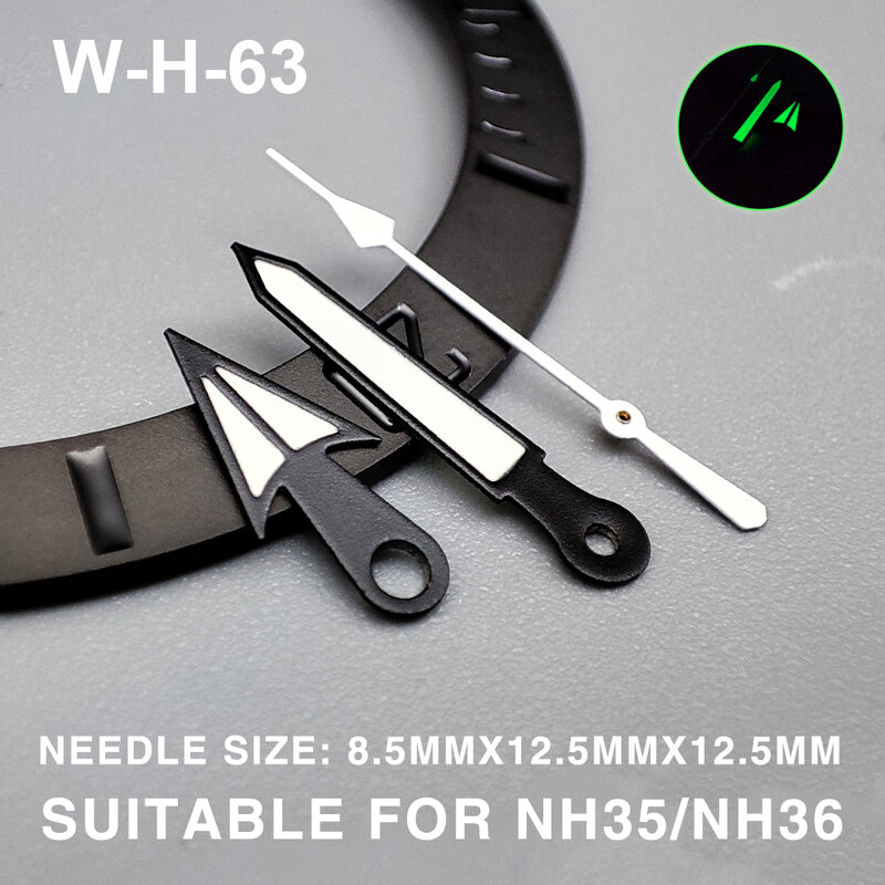 นาฬิกาสำหรับผู้ชาย Sub/GMT/skx เข็มเข็มเข็มสีเขียวส่องสว่างเหมาะสำหรับ NH35/NH36/4R/7S