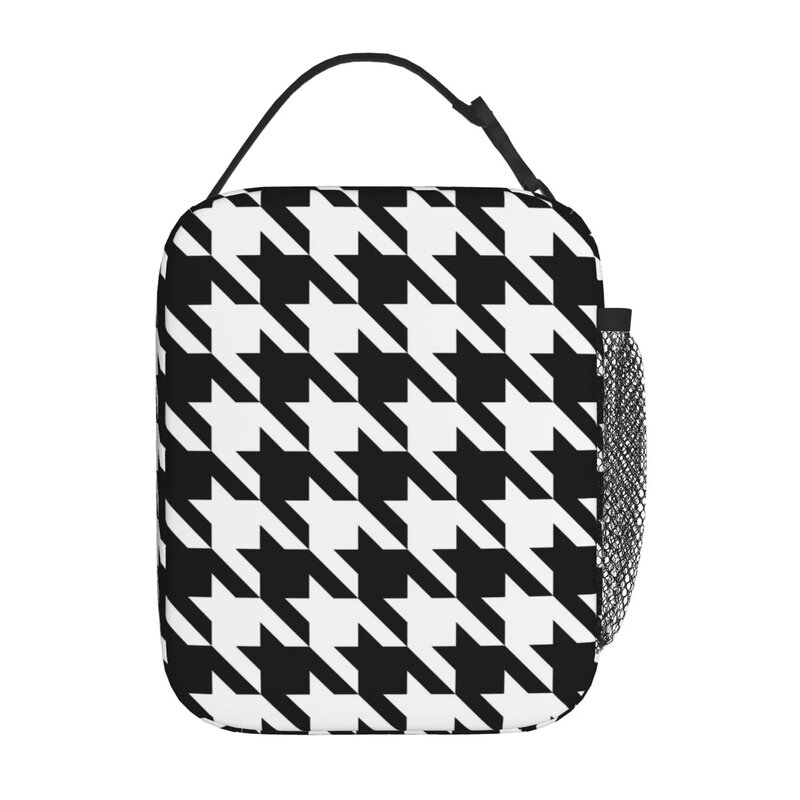 Houndstooth Estilo Portátil Isolado Lunch Bag Cooler Bag Lunch Bags para Homens Mulheres Bento Bag for Work School Piquenique Food Bags