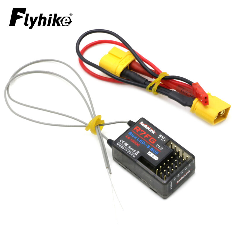 RadioLink R7FG 2.4GHz 7CH Dual Antenna Reciever High Voltage Integrated Gyro Version For Radiolinks RC6GS RC Transmitter