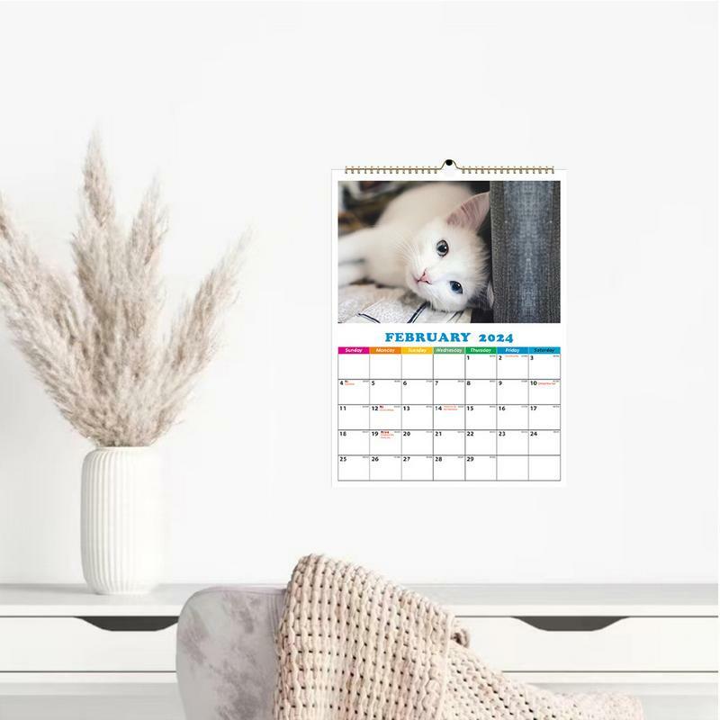 Calendario da parete per cani 2024 calendario mensile animali calendario da parete A4 calendario per cani decorazione da parete giornaliera per aula dormitorio dell'appartamento