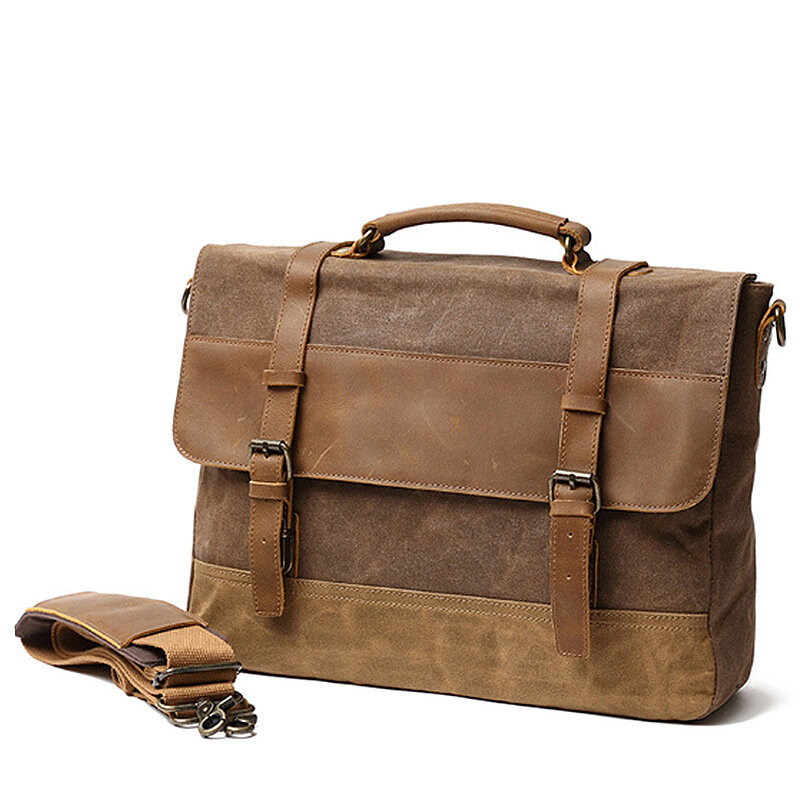 Men's canvas shoulder bag briefcase laptop bag