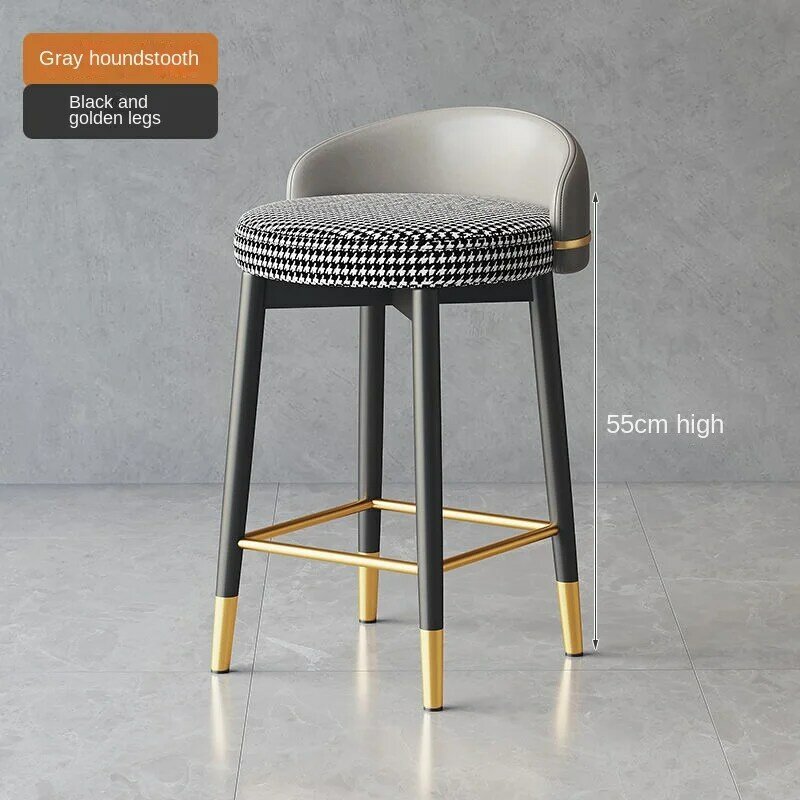 Taburete alto minimalista moderno para Bar, silla de pierna alta con respaldo para el hogar, de hierro forjado