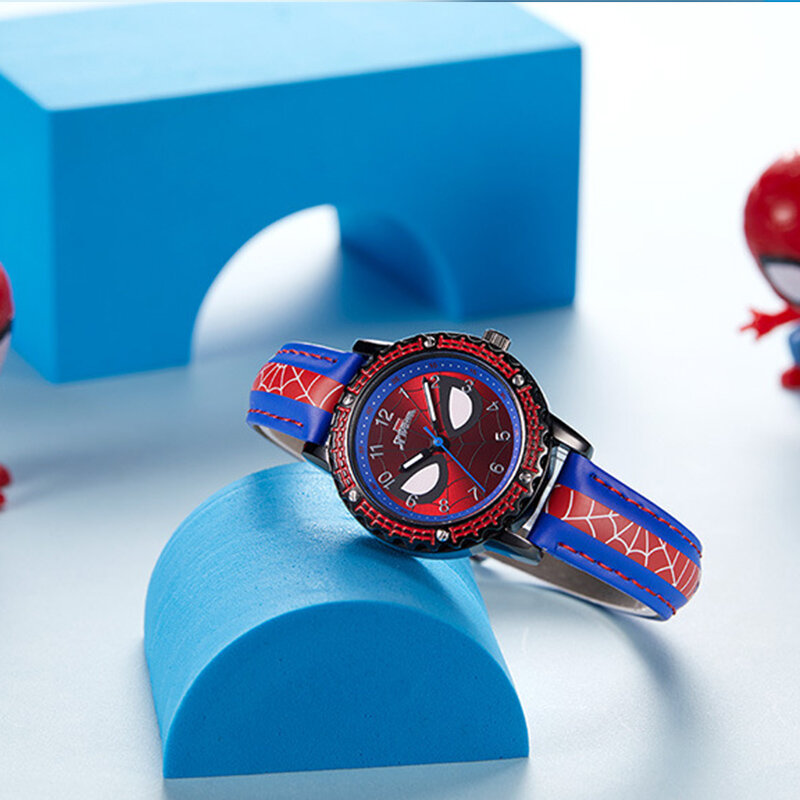 Jam tangan anak laki-laki Disney Spiderman, jam tangan anak, mainan kulit, kuarsa, anti air, hadiah