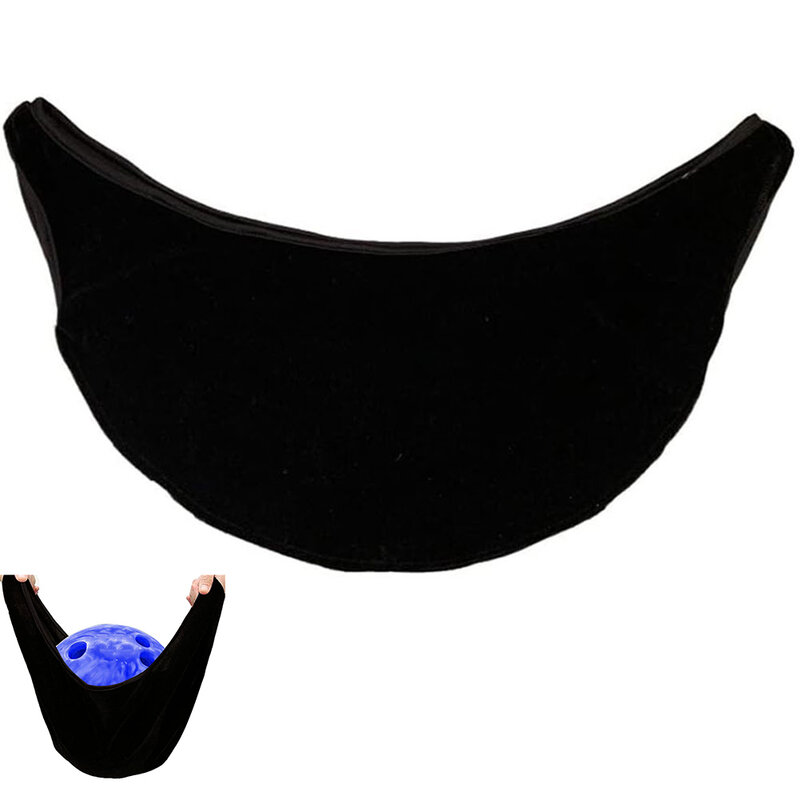 Bolsa de toalla de bola de bolos de poliéster, bolsa de almacenamiento de microfibra de poliéster pulido, Bola negra, 53x22cm